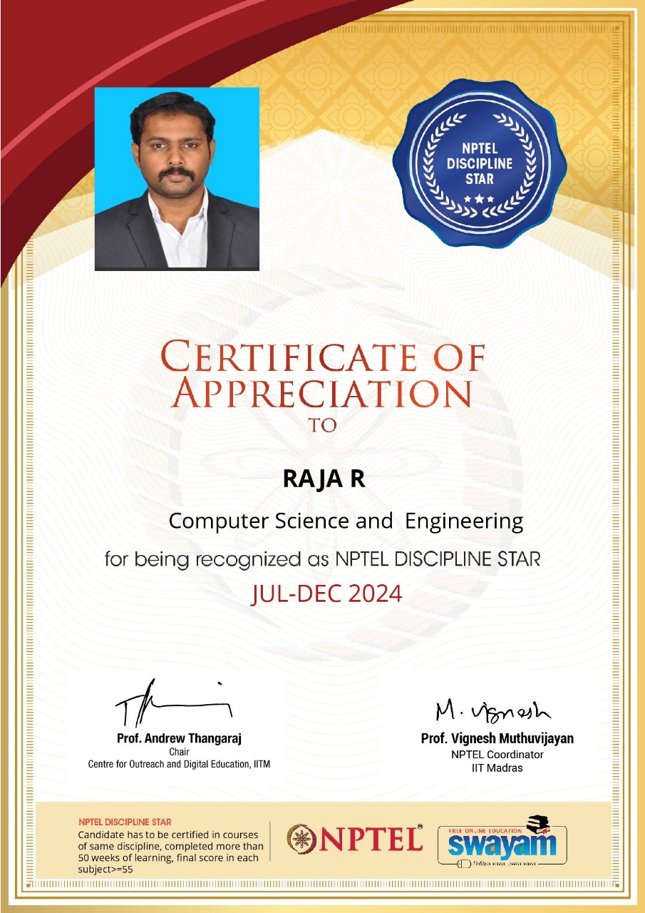 NPTEL Discipline Star in Computer Science and Engineering